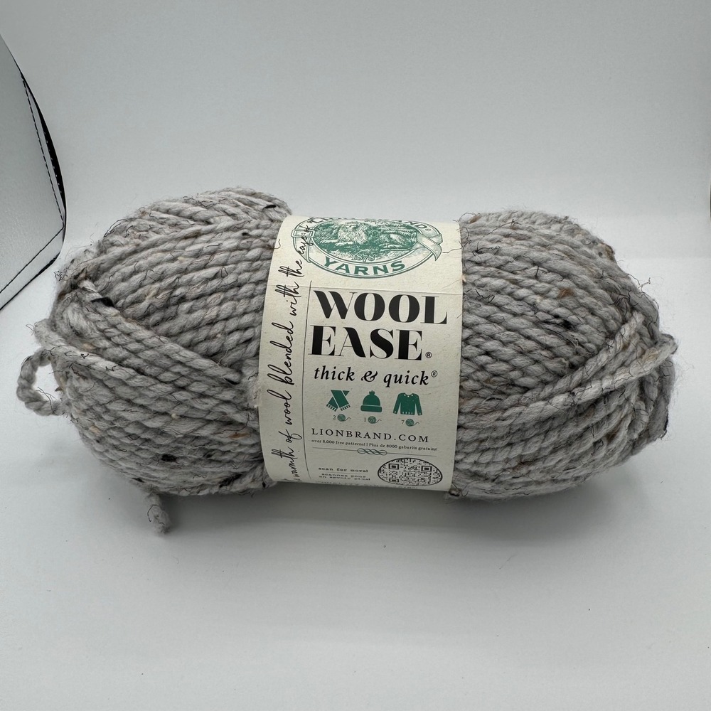 Lion Brand Wool-Ease Thick & Quick Yarn Grey Marble 640-154D Super Bulky 106yd